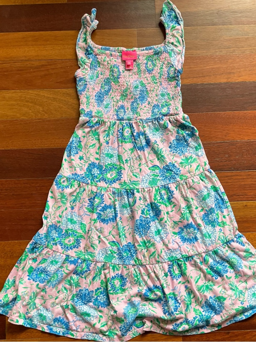 Lily Pulitzer Girls M Pink Floral Tiered Sundress